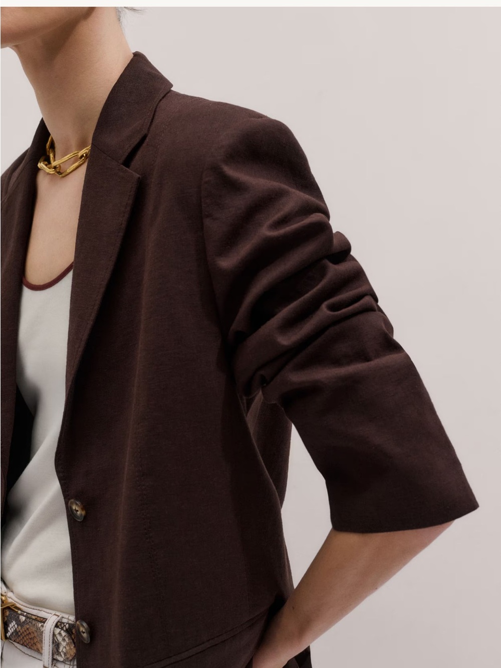 ME+EM Chocolate Brown Blazer - Picture 4 of 6